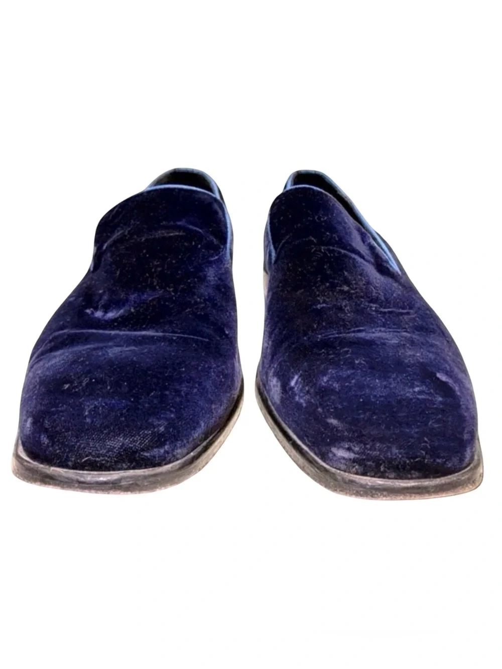 Saks Fifth Avenue Velvet Loafers Made in Italy Navy Blue Size 10M Luxury Slip-On